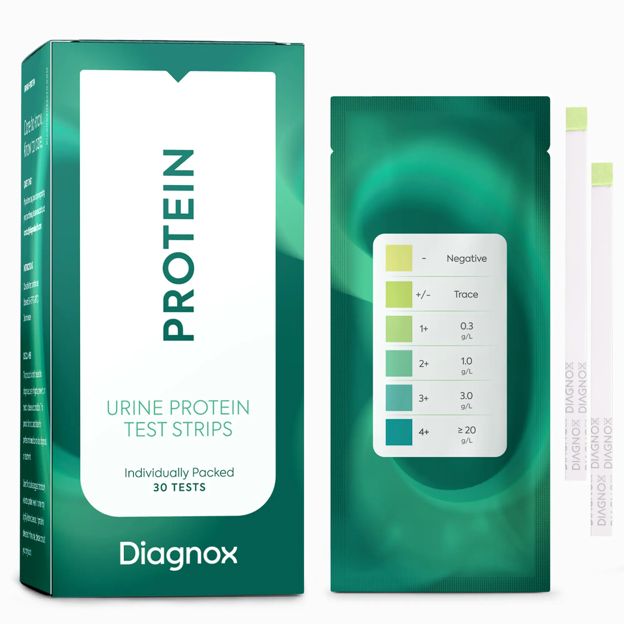 Diagnox Urine Protein Test Strips - Individually Packed At-Home Test Kit - 30 Tests