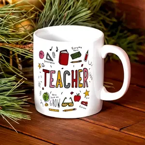 Ceramic Teacher Appreciation Coffee Mug – 11 oz. Reusable Novelty Mug for Men and Women, Machine Washable, Ideal for Graduation, Christmas, and Thanksgiving. Drinkware Reuse