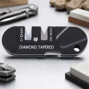 Portable 4-in-1 Tungsten Steel Knife Sharpener, Multi-functional Tool for Home & Outdoor, Survival Gear, Survival Equipment, Sharpening Stone Kit, Tactical Knife Maintenance Set, Durable Metal Sharpening Rod for Kitchen and Camping Knives