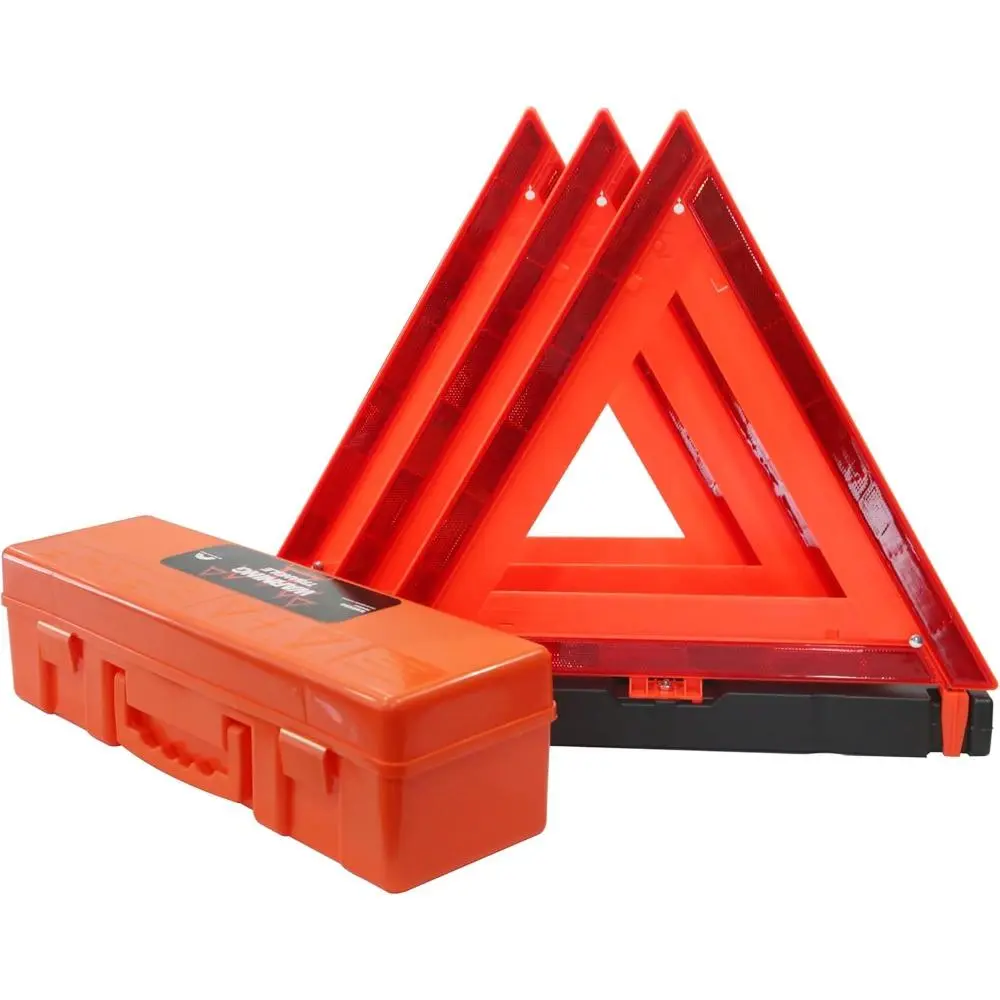 3 Pack Foldable Warning Reflective Triangles with Carrying Case, Heavy Base Roadside Triangles For Vehicles Breakdown, Safety Reflector DOT Approved(Sand Filled)