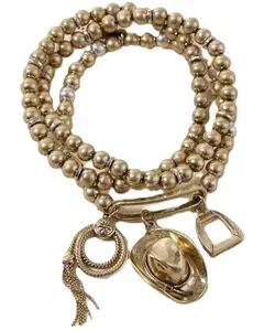 Lainey Wilson Women's Cowboy Hat Charm Stretch Bracelet Set 3 Piece - 37B00041