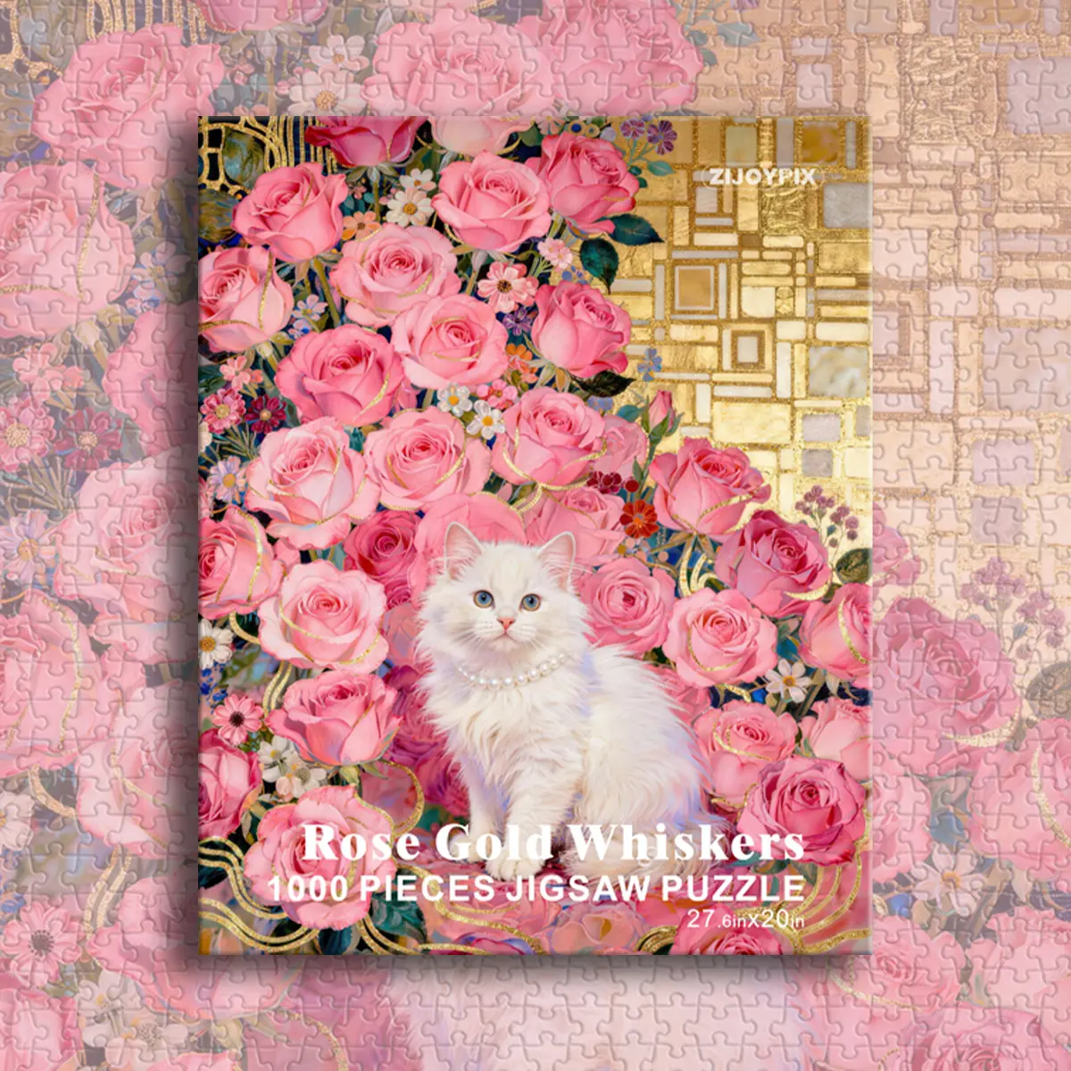 Rose Gold Whiskers 1000-Piece Jigsaw Puzzle for Adults - Cozy Hobbies Indoor Fun, Premium Non-Glare Print, Challenging Hidden Details Brain Teaser, Unique Holiday Gift for Women