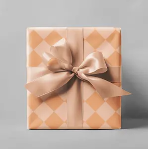 Orange Diamond-Checkered Wrapping Paper Roll, Holiday Gift Wrapping Supply, 3 Sizes Including 30x36 in, 30"x180" in