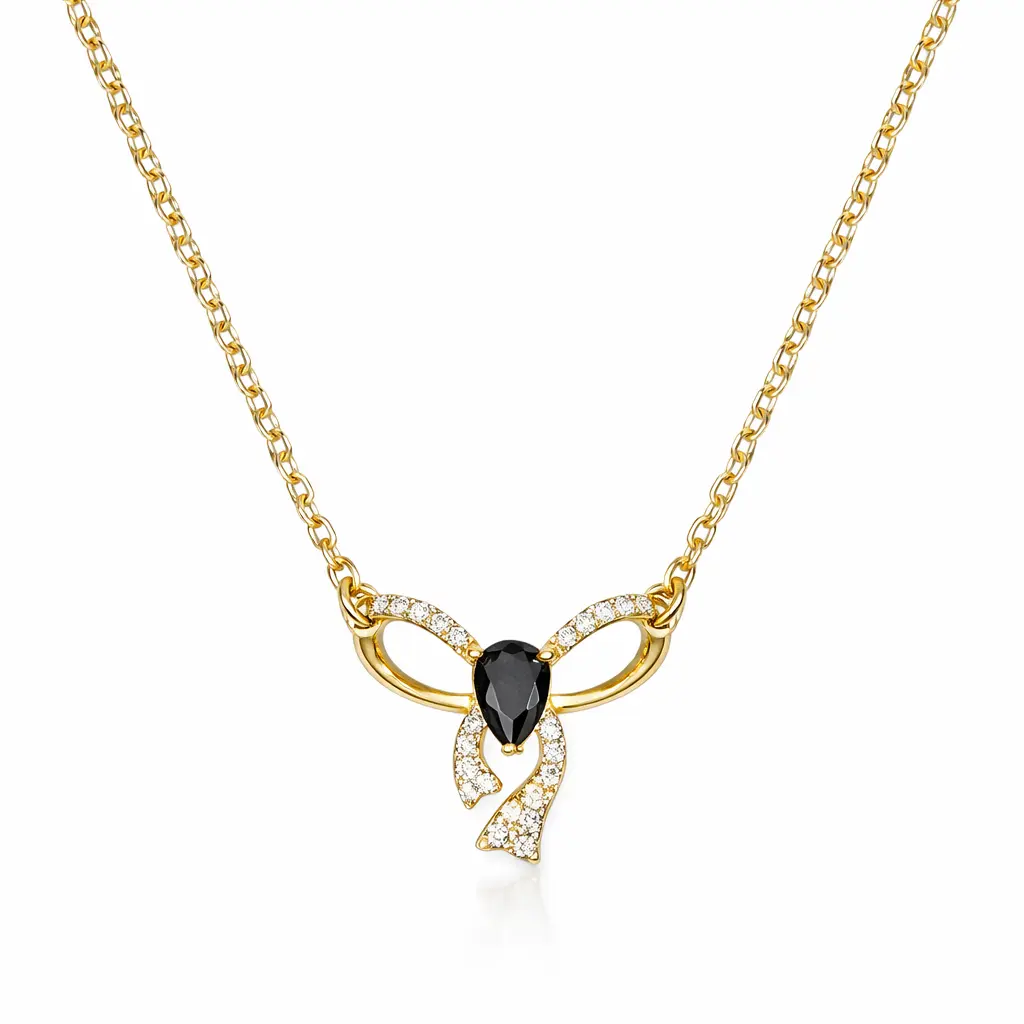 DIDIRAY 18k Gold Plated Delicate Dainty Bow necklace Minimal Ribbon Pendant.