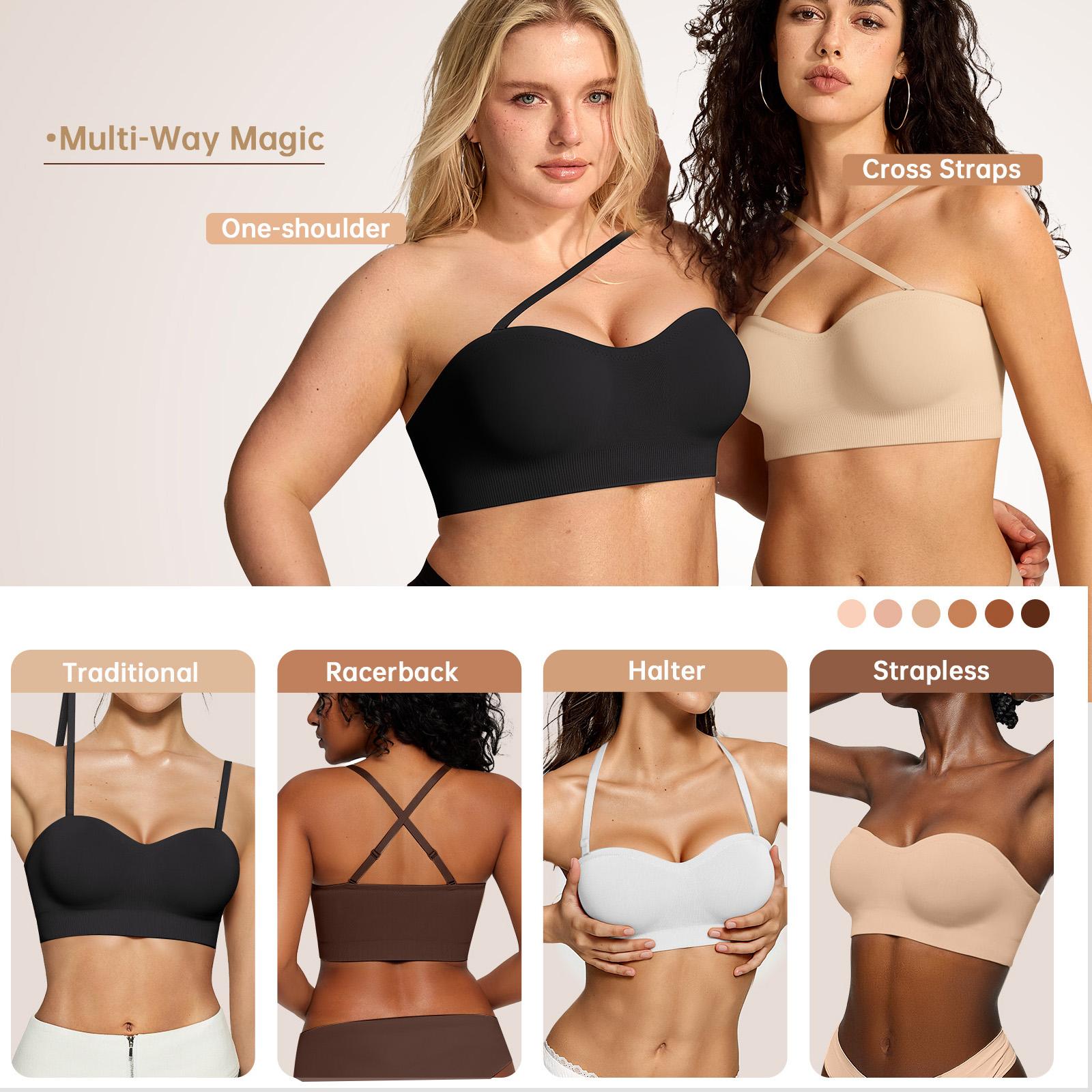 OEAK Women Comfortable Bandeau Strapless Bra Comfort Non-Slip Seamless Bras Wireless Tube Top Bra Invisible Bralette