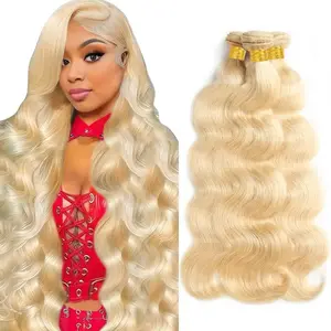 613 Bundles Human Hair 30inch Blonde Body Wave Bundles Human Hair 613 Quick Weave Bundles Blonde Straight Human Hair Bundles