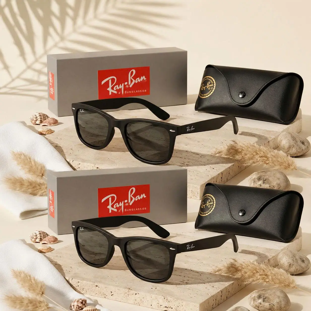 Ray-Ban Wayfarer Classic Polarized Sunglasses Black Square Frame UV400 Outdoor Driving Shades for Men