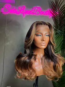 SeiaLuxxBoutique Megan Custom HD 13x4 Ombre Honey blonde Frontal Wig Ash Beige Color 100% Virgin Human Hair 22.5 Medium Wig Cap