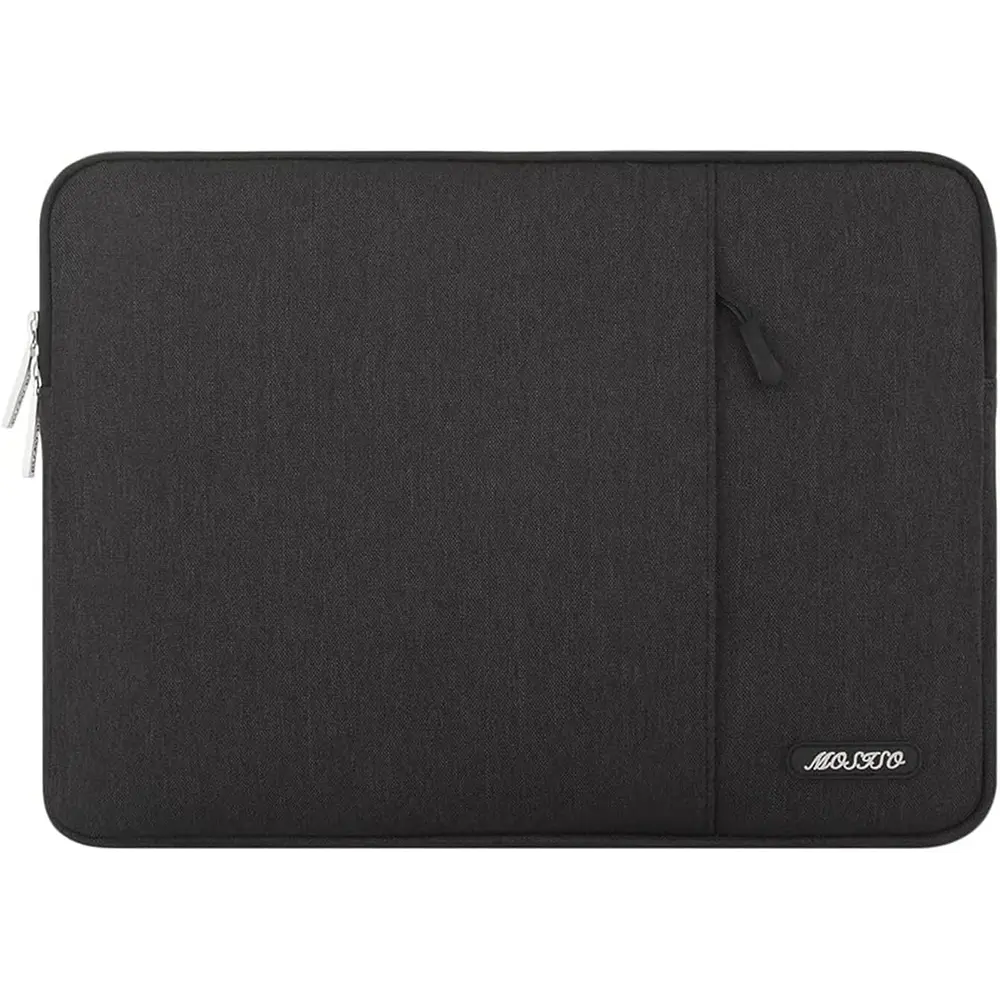 MOSISO 14in Slim Waterproof Shockproof Laptop Sleeve - Unisex, School Use, Vertical Polyester Case with Zippered Front Pocket, Foldable, Compatible with HP Stream, Dell Latitude, Lenovo IdeaPad, ASUS, Acer Laptops & Chromebooks (Up to 14 inches, Black)