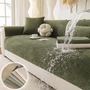 Soft Waterproof Sofa Cover, 1 Count Solid Color Non-Slip Sofa Cushion Cover, Spill Resistant Soft Textured Couch Cover, Wipe Clean Easy Care Furniture Protector for Sectional Sofa, Pet Friendly Couch Pad for Living Room, All Season Reusable Home Slipcover