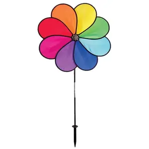 In the Breeze Rainbow Dazy 8-Petal Garden Spinner Colorful Wind Spinner with Fade and Weather Resistant Fabric Petals