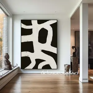 [Sale Up To 23%] Large Artistic Black and White Abstract Textured Graphic Wall Art Print, Minimalist Home Decor, Fade-Proof Luster Paper Resin-Coat Poster for Room