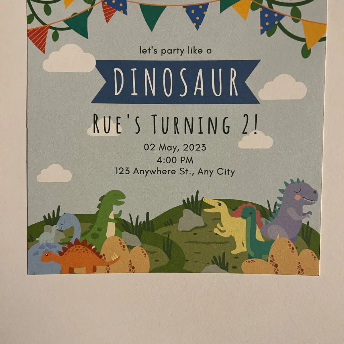 Dinosaur Themed Invitation