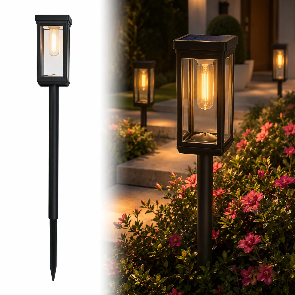 6PCS Modern Solar Pathway Lights, Elegant Outdoor Garden Lights with Auto On/Off, IP65 Waterproof Solar Landscape Lighting for Yard, Walkway, Driveway & Patio