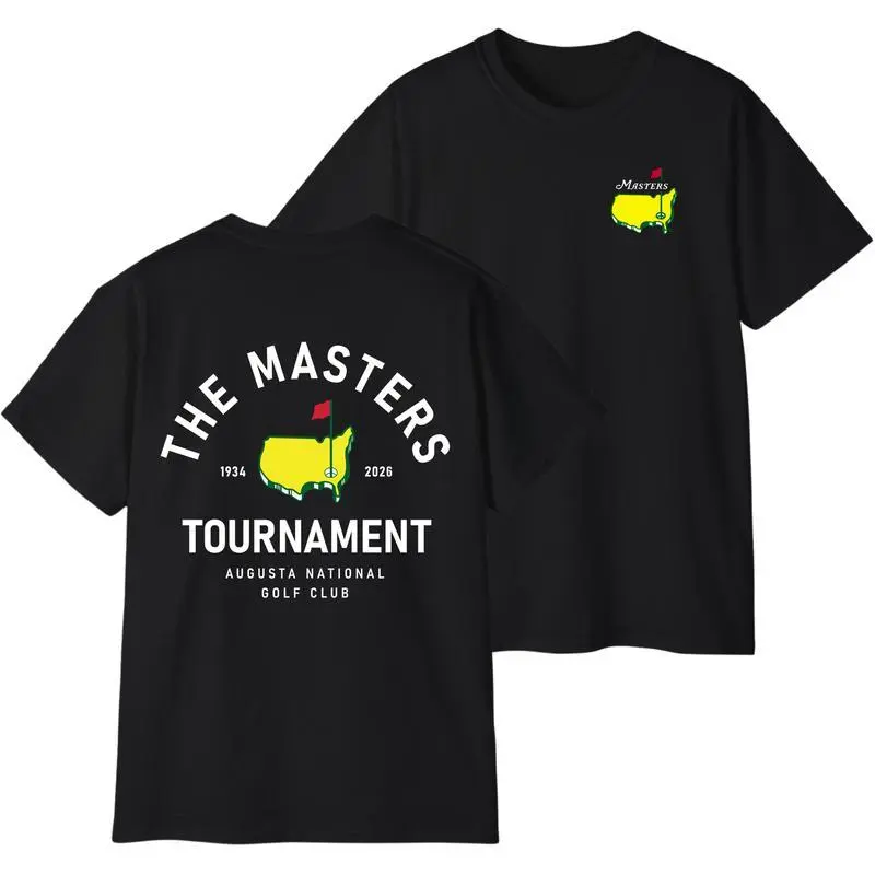 Men's Classic The Masters Tournament 1934-2026 Augusta National Double-Sided Tee, 100% Cotton Unisex Short-Sleeve Casual T-Shirt, Relaxed Fit, Breathable, Shortsleeve, Fabric, Golf, Menswear, Round Neck, Print, Top, Tshirt