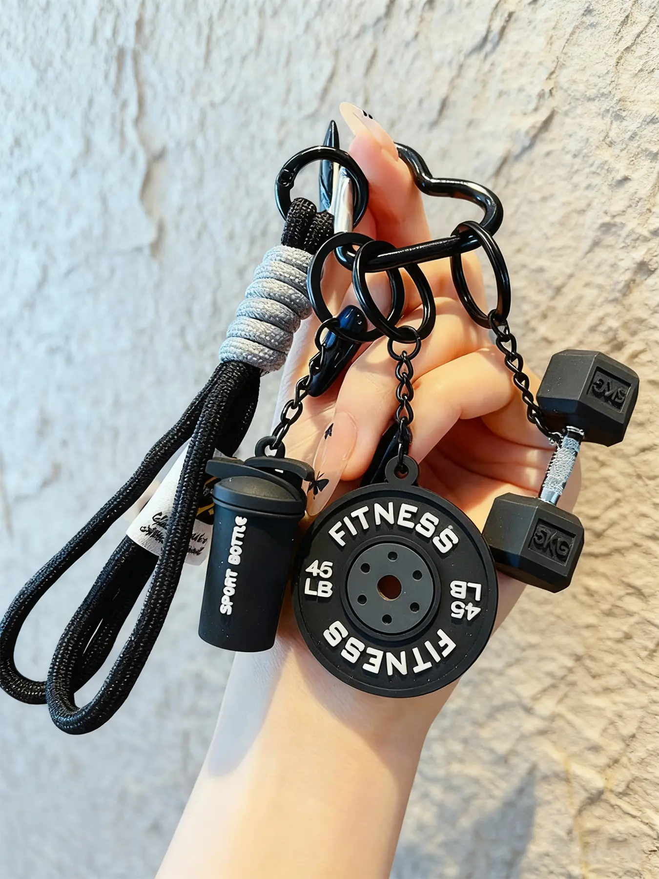 Creative DIY Sports Barbell Gym Keychain, Casual Solid Pattern Bag Charm, Perfect Gift for Couples, Fashion Accessory for All Seasons, Universal Keychain, Cool Keychains, Keychain for Bags