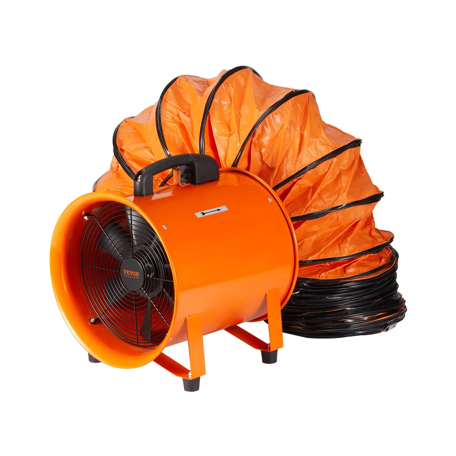 VEVOR Portable Ventilator, 10 in Heavy Duty Cylinder Ventilation Fan Booster, 380W 1893FM Strong Shop Exhaust Blower, 16.4ft Duct Hose, Industrial Utility Blower for Dust & Smoke Removal in Home/Workplace Air Circulator Fan Air Circulation Fan