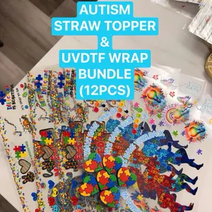 Autism Cup Wrap and Straw Topper Bundle (12PCS)