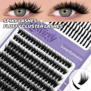Lasvirey 200pcs Natural Luxury Criss-Cross Lash Clusters, Wispy Soft Individual Lashes 9-16mm, Fluffy Volume 3D Faux Mink Lashes