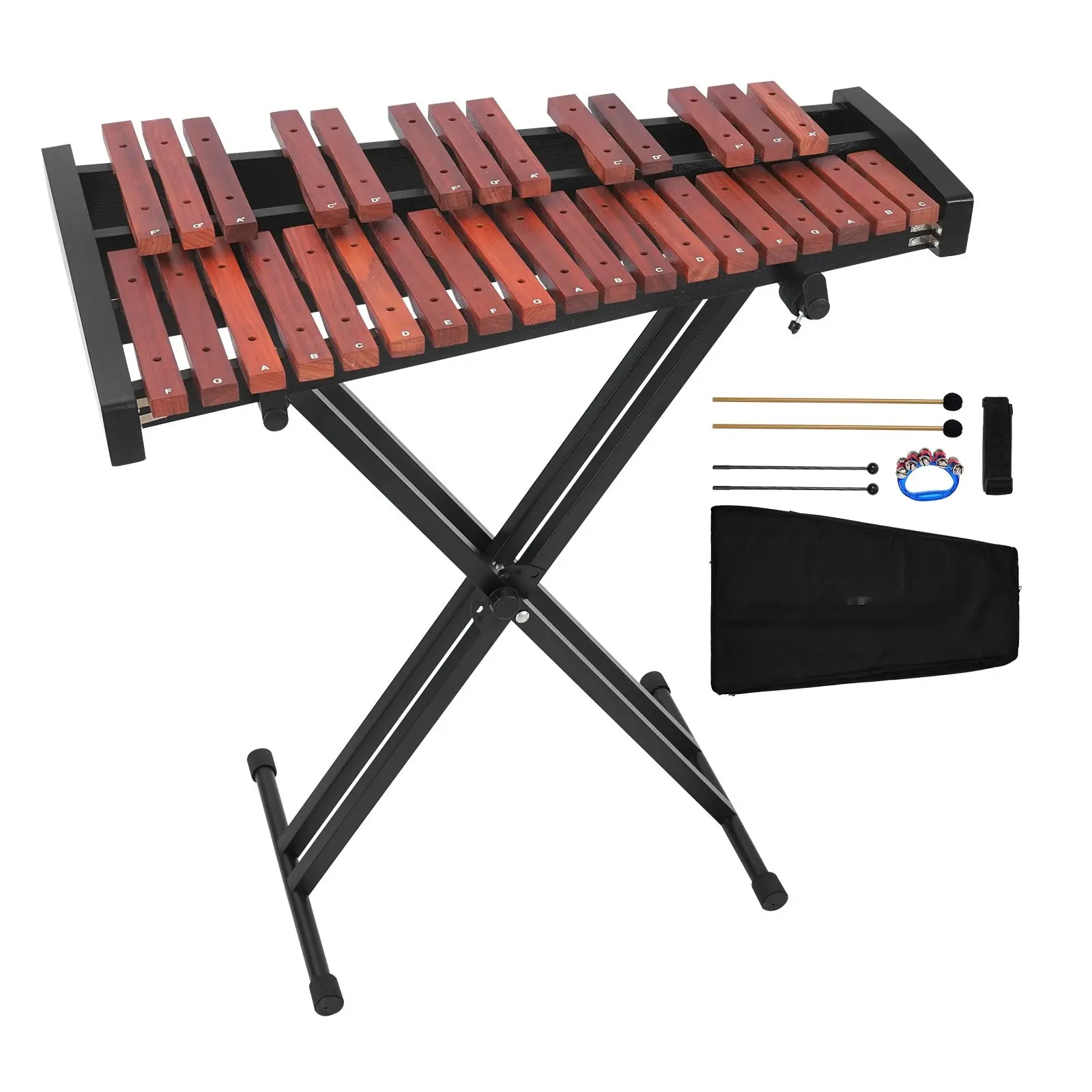 Glockenspiel Xylophone 32-Notes Wooden Percussion Instrument With Stand For Education And Performance, Durable Craftsmanship, Ideal For School Classrooms And Studio Rehearsals, Portable Indoor Outdoor Musical Instrument
