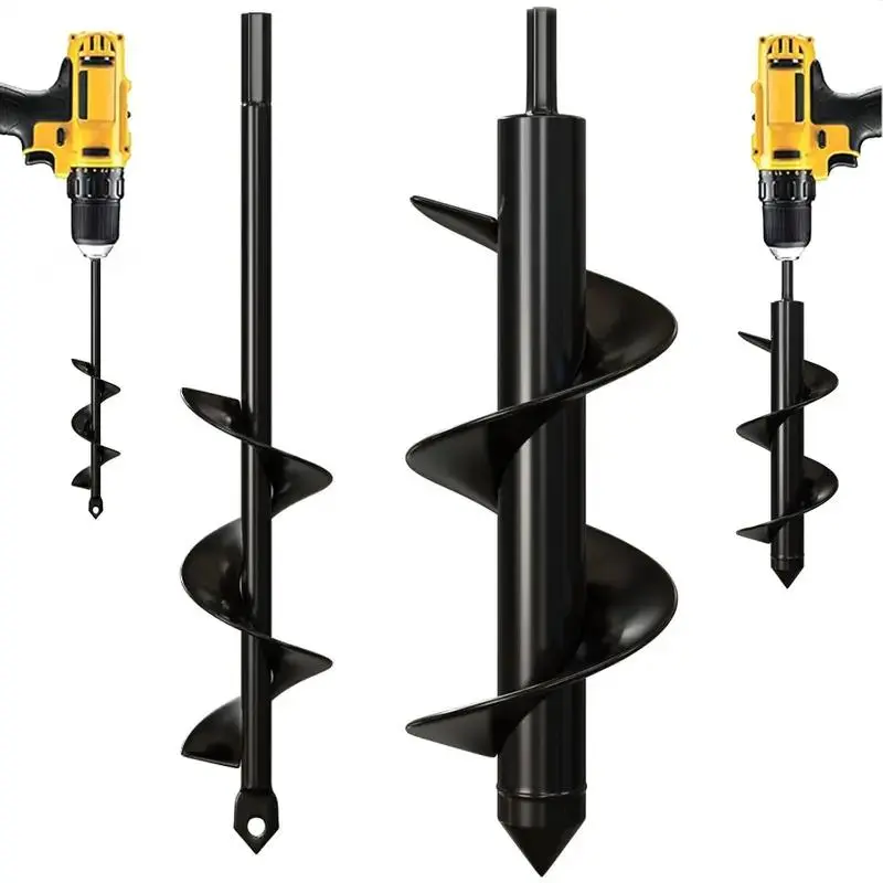 Auger Drill Bit for Planting -3*11+4*8inch' Garden Spiral Hole Drill and BulbPlanter Tool-Bedding ,Umbrella Holes - 3/8 InchHex Drive Drill Brass  Quick Connect Set traditional tamper Compact Travel Compression Bags instant family hammer ratchet hose