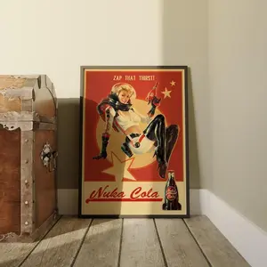 Fallout Game Poster, Nuka Cola Wall Art, Gaming Room Decor, Kraft Paper Print, Game Poster Gift, No Frame