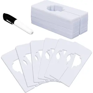 30 PCS Rectangular White Plastic Closet Dividers with a Bonus Marker, Writable and Reusable for Sorting Clothing Size, Color, Size 2” x 5.4’’(Inner Diameter 1.38”)