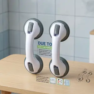 2-Pack Heavy-Duty Anti-Slip Recycled Plastic Shower Grab Bars - Grey Suction Safety Grip Handles, Balance Aid for Elderly, Bathroom Home Supplies