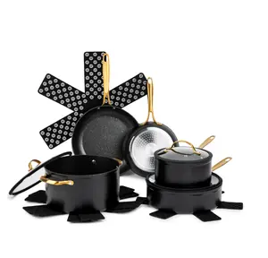 Thyme & Table Signature 12-Piece Cookware Set Non-Stick - Black & Gold