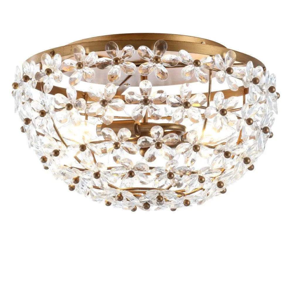JONATHAN Y Transitional Metal-Acrylic LED Dimmable Flush Mount, Hardwire-Install Indoor Shallow Drop Led Ceiling Fixture for Living Room, Bedroom, Office