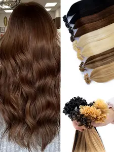 K-Tip Human Hair Weave Extensions, Hair Weft Extensions, Natural Color Straight Real Human Hair, 12-22 Inch, Silky Soft, Add Hair Volume, Easy to Wear, Natural Looking Hair, Ideal for Daily & Party Use