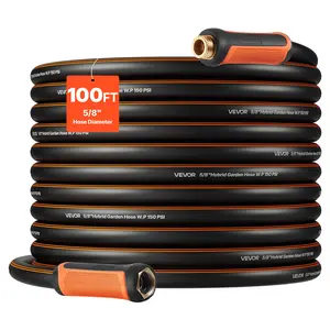 【fathersdaygift】VEVOR Garden Hose,100 ft 5/8" Heavy Duty 4-Layer Rubber Water Hose150PSI Working & 600PSI BurstFlexible & Non-kink Outdoor Waterhose with 3/4" FittingLightweight Hoses for Gardening Cleaning, High Pressure Hose, Hybrid Hose
