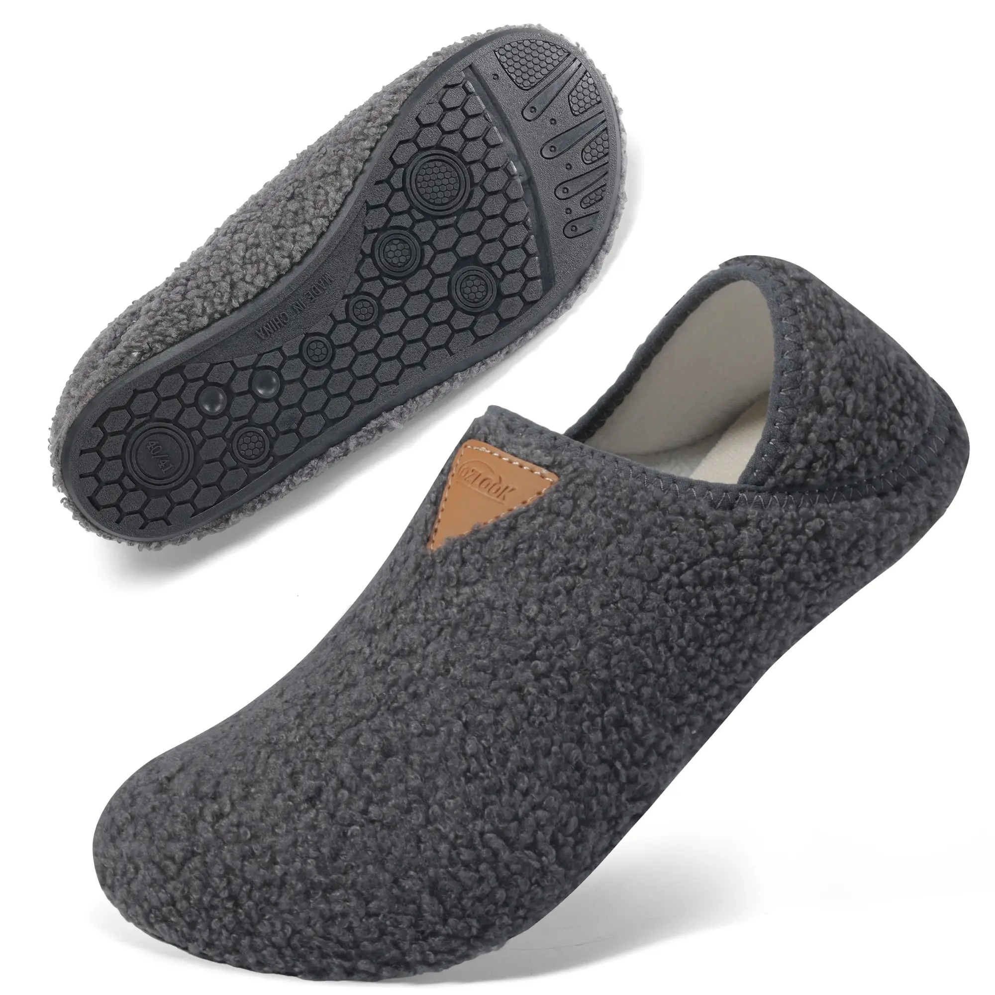 Fuzzy House Slippers for Women Men Indoor Closed Back Lightweight Cozy Faux Furry Lining Barefoot House Shoes Slipper Socks for Bedroom Home Office Yoga Outdoor Walking Shoes