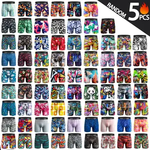 KJFISTMU 5-Piece Men's Boxer Brief Set | Popular Random Graffiti Prints | Unique Street Art Design | Breathable and Stretchy Underwear Set | 95% Polyester, 5% Spandex, Moisture-Wicking | Suitable for Everyday Wear and Workouts