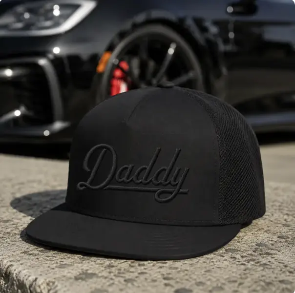 [BEST SUMMER DEAL] Black Daddy Embroidered Trucker Hat, Black on Black Snapback Cap, Father’s Day Gift for Dad, Minimal Dad Hat