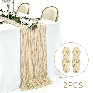 2PCS Boho Sheer Table Runner | Perfect for Weddings, Baby Showers, Farmhouse & Garden Decor | Rustic Gauze Tablecloth for Any Event Aesthetic