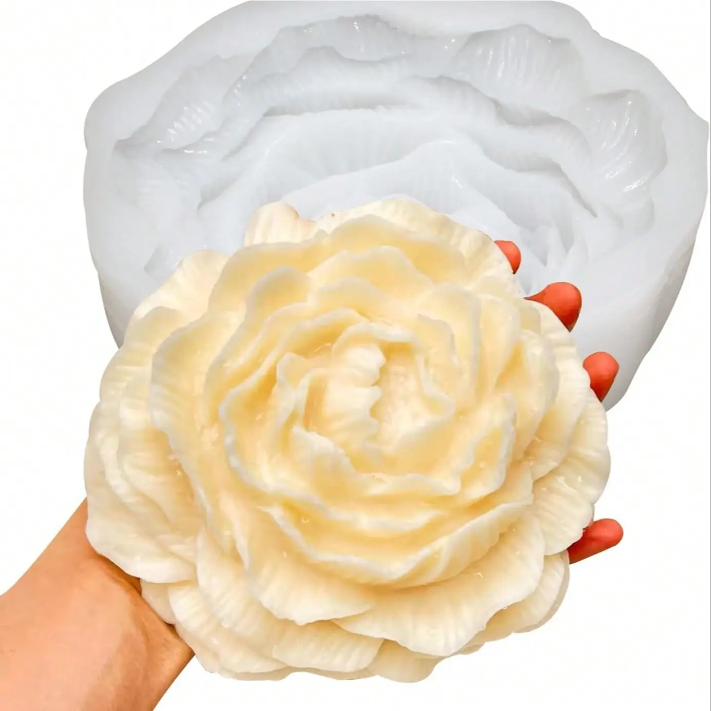 6.5 Inch Extra Large Handmade Silicone Peony Mold, Soap Molds, Ideal for Candle Making Supplies, Wax Melt, Soap Crafting, Resin Art Projects, Creative DIY Tools, Handmade Crafts