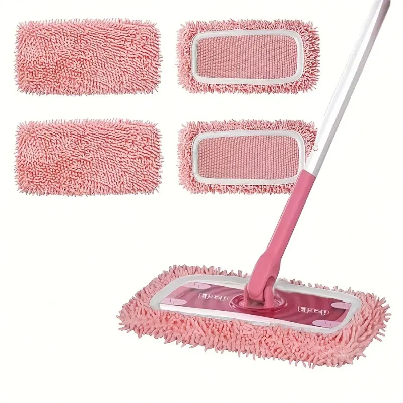 4-piece washable mop pad, perfect for damp cleaning cloths, reusable, made of ultra-fine fiber material, suitable for both dry and wet floor cleaning, Replacement Mop Pads