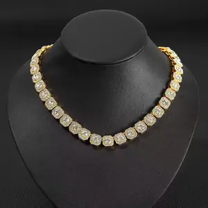 Trap Star Bling Necklace M2-2141 Fully Paved Sparkle Heavy Duty Vibe for True Streetwear Fans Iced Out Square Cut Cluster Tennis Chain for Men Complimentary Shipping