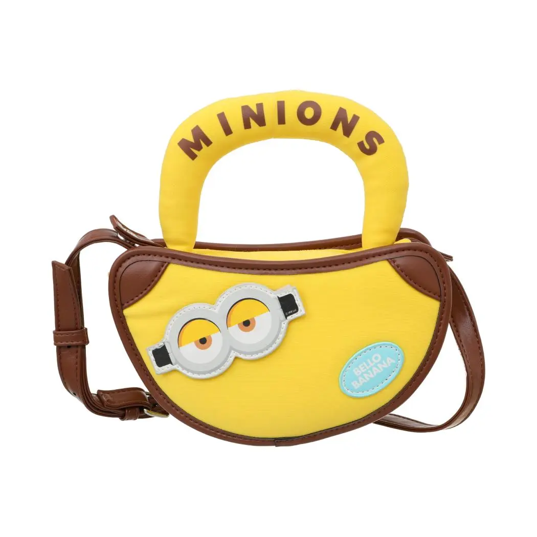 Miniso Minions Banana-Shape Women's Crossbody Bag, Cute Cartoon Print Purse with Shoulder Strap, Lightweight Mini Bag for Girls' Daily Use & Travel