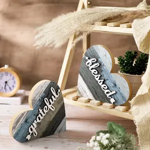 2 Pieces Rustic Wooden Home Sign Set,Farmhouse Love Wooden Heart,Valentine's Day Table Centerpiece for Home Kitchen,Living Room and Dining Room Table Decor,Christmas Party Gifts,Hand Tools Kits