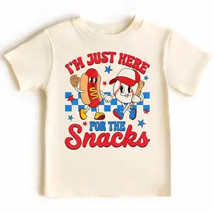 Youth And Adult I'm Just Here For The Snacks Baseball Shirt, Baseball Season Sports Fan Tee, Casual Summer Outdoor Wear, Apparel Made In The USA	