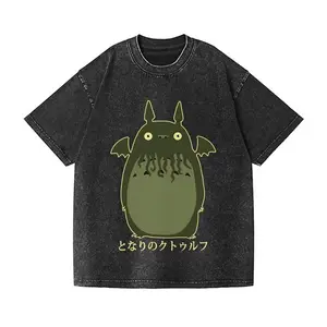 My Neighbor Totoro Cthulhu Hybrid Washed Graphic Streetwear T-Shirt