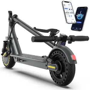 Electric Scooter 500W Brushless Motor 22 MPH Top Speed 22-30 Miles Range Dual Braking System LED Display Smart APP Control for Adults Portable Foldable Solid Tire Puncture-Proof Double Suspension Powerful Commuter Max Pro black, Aluminum, Max 265Lbs Summe