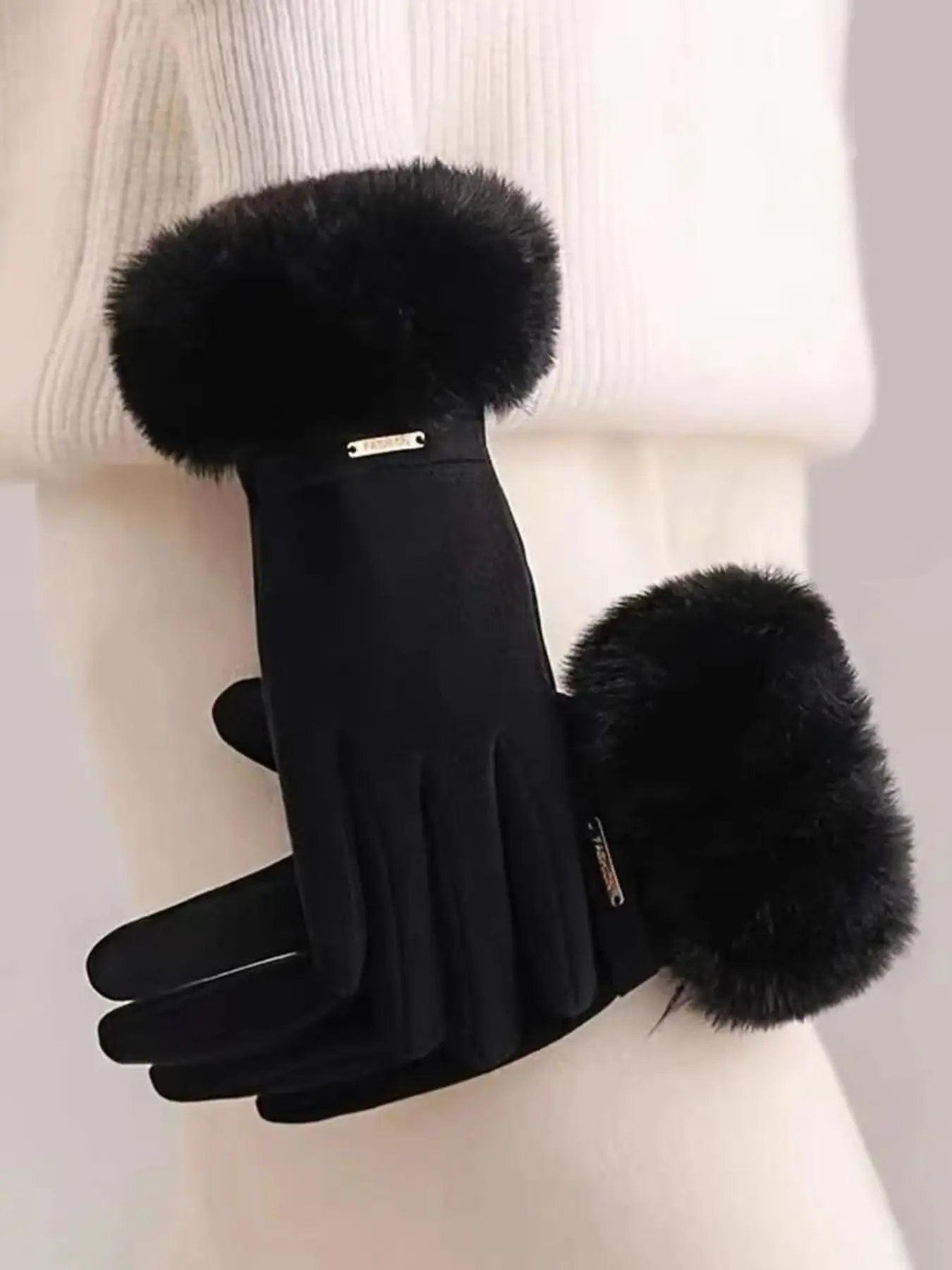 Women's Touchscreen Gloves, Waterproof Soft Fleece Lined Wool Inner, Seamless Knit Glove, Winter Outdoor Warm Essential, Commuting Party Cycling Halloween, Gloves for Cold Weather