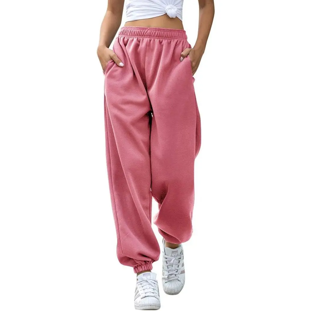 Women's High-Waisted Soft Full-Length Joggers with Pockets, Multi-Size Baggy Active Pants for Workout & Lounge