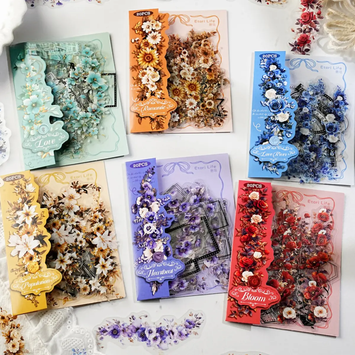 120 Pcs Vintage PET Waterproof Stickers Pack, Floral Border Geometric Themes, Self-Adhesive Embellishment for Journal Lovers, Office Stationery Adhesive Labels & Stickers, DIY Journal Decor