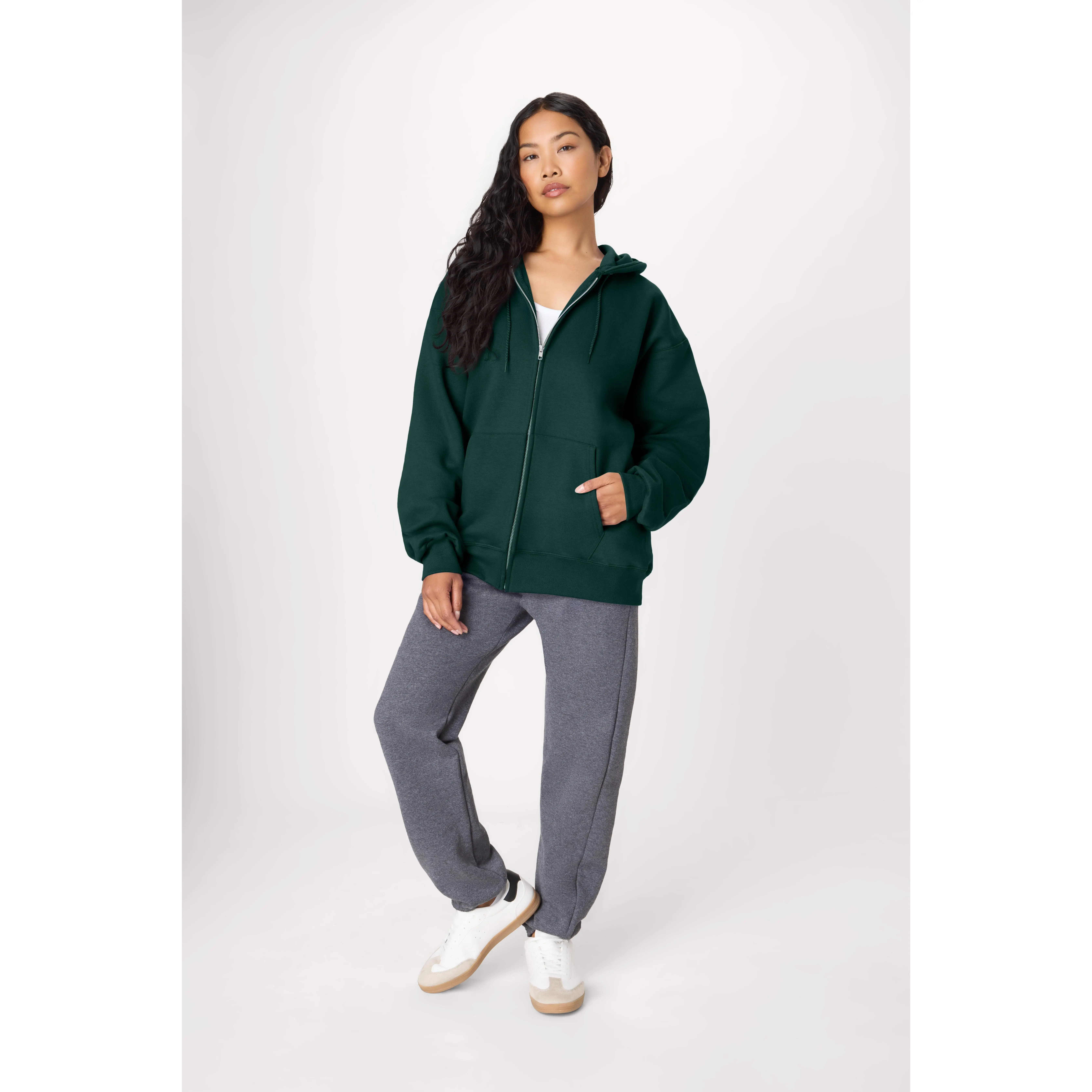 Hanes Ultimate Full-Zip Heavyweight Fleece Hoodie with Split Kanga Pocket Classic Ribbed Soft Sturdy Style Cold Weather Wear Sweatshirt