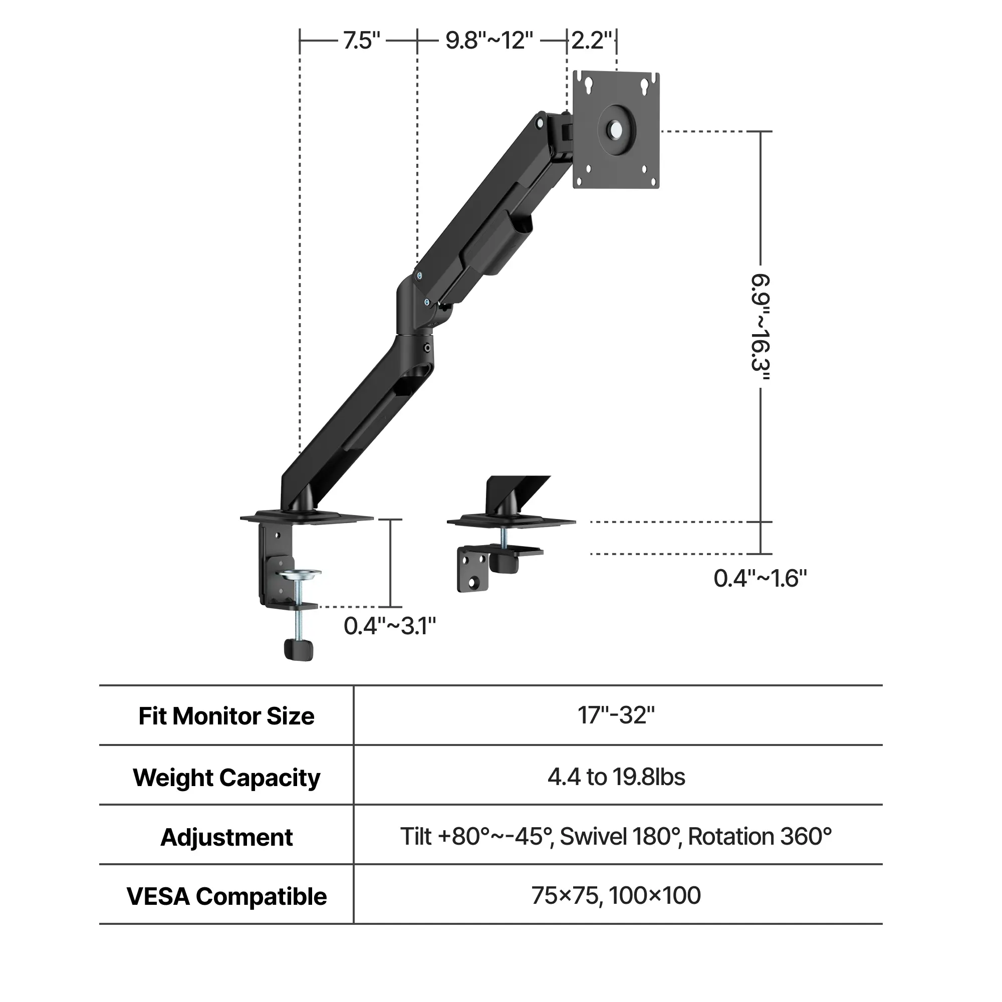 Single Desk Mount