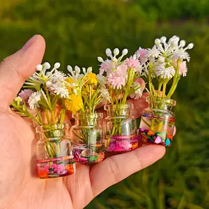 3pcs Glow-in-the-Dark Glass Vase with Artificial Flowers, Home Decor Desktop Ornament